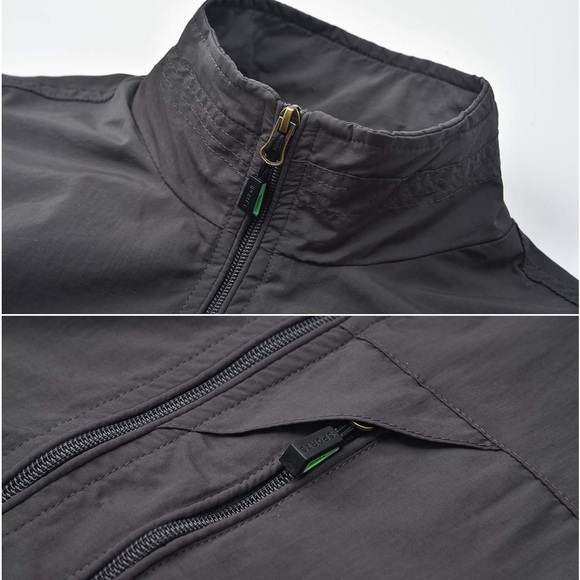 New Men Lightweight Vest Outdoor Leisure Vest with Pockets Windproof Jacket - Picture 2 of 7